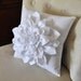 White Dahlia Felt Flower on Blue Pillow NEW BEDBUGGS DESIGN