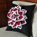 White Dahlia Felt Flower on Blue Pillow NEW BEDBUGGS DESIGN