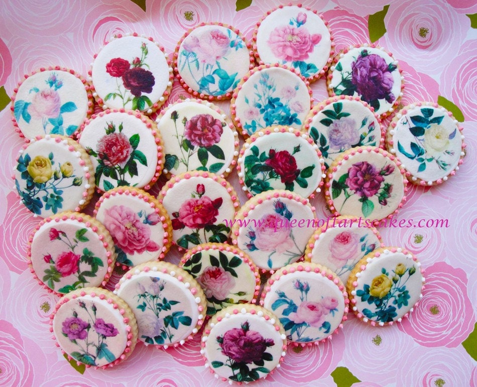 Romantic Roses Cookies 2.75 inch circles