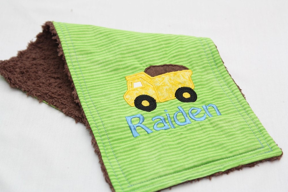 Dump Truck Applique Bur-P - Burp Cloth