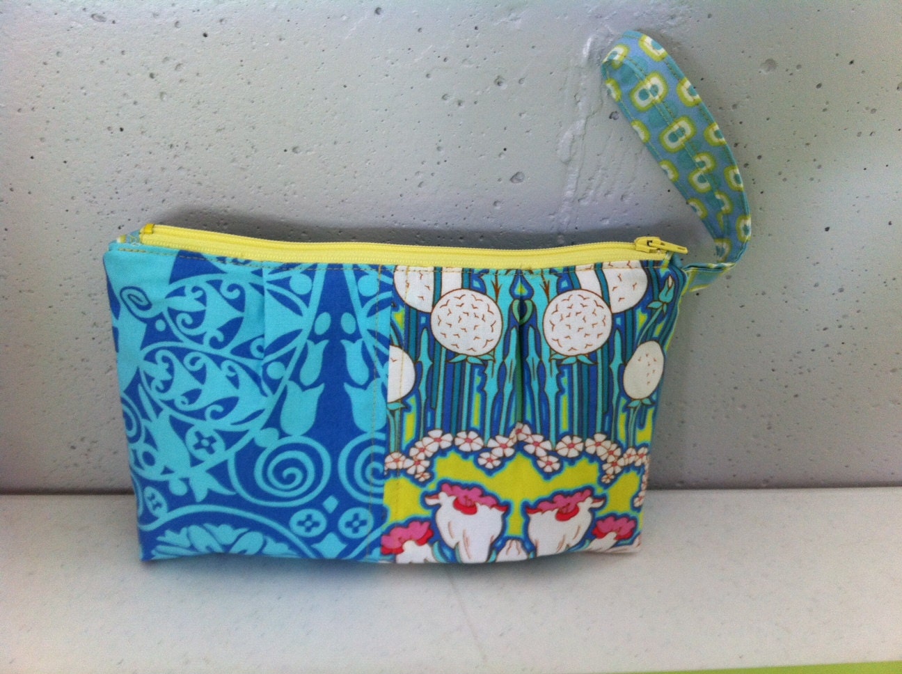 Blue Yellow Signature Wristlet