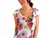 Mustard yellow pink orange spring flowers new design women t shirt