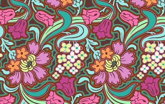 Amy Butler - SOUL BLOSSOMS - Disco Flower in Chocolate - 1 yard