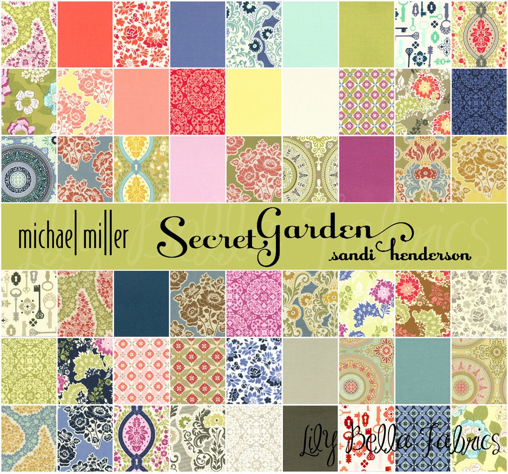 Sandi Henderson for Michael Miller - SECRET GARDEN - Party Dress in Thyme - 1 yard