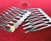 12 Silver Metal Hair combs, plain. 1.75 inch wide with 8 teeth. Create your own hair accessories with easy to glue on surface. Wholesale