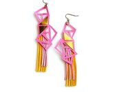 Triangle Geometric Earrings Neon Galactic Hot Pink Tribal