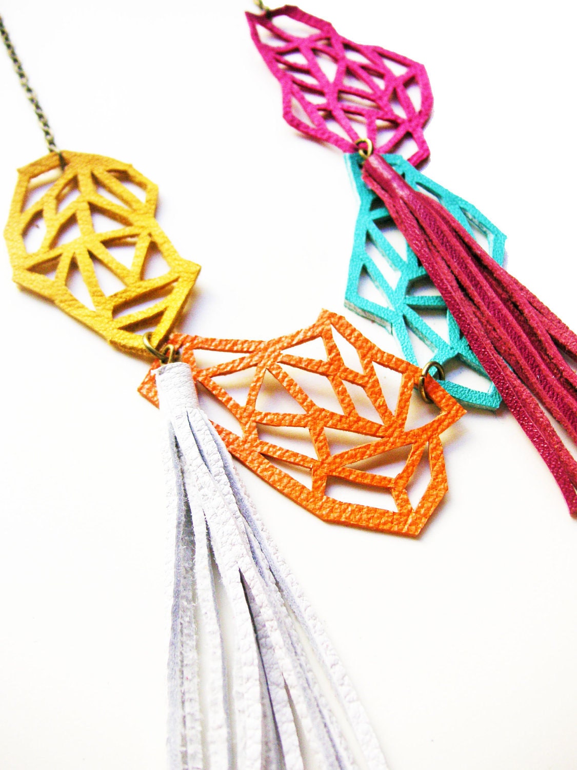 Geometric Necklace Chunky Leather Links