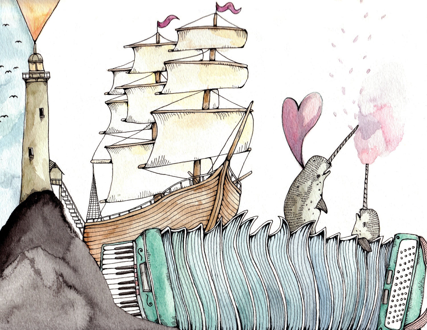 Accordion Sea Greeting Card