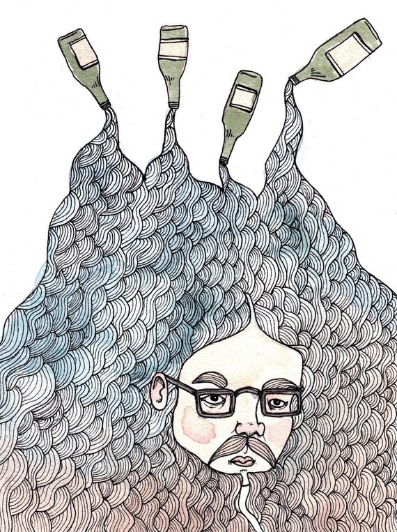 Bottle Beard Print 5x7