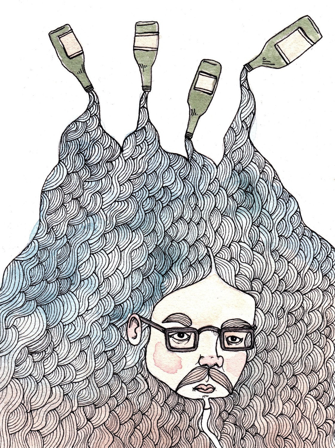 Bottle Beard Print 5x7