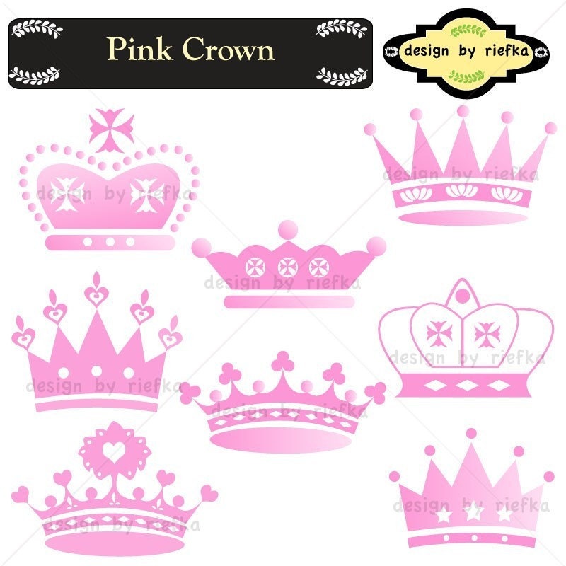 PInk Crown Clipart Set
