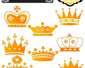 Golden Crown Clipart Set