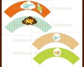 Flying High Cupcake Wrapper and Topper - Printable