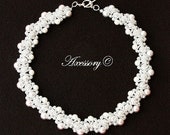 Bridal NECKLACE - Royal Style Double Sided 2 in 1 White Pearl And Seed Bead Woven Necklace