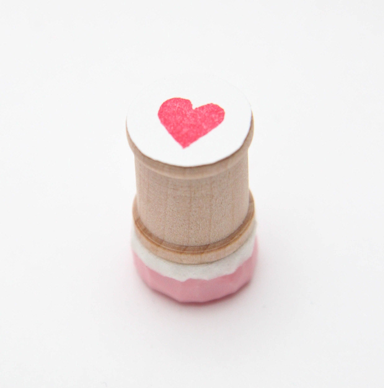 Mini Heart Hand Carved Stamp on Spool