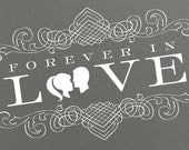 LOVE SILHOUETTE No. 2  --  2.5 x 4 inches  --  Personalized Wood Handle Stamp -- FREE ColorBox ink pad thru Feb. 14
