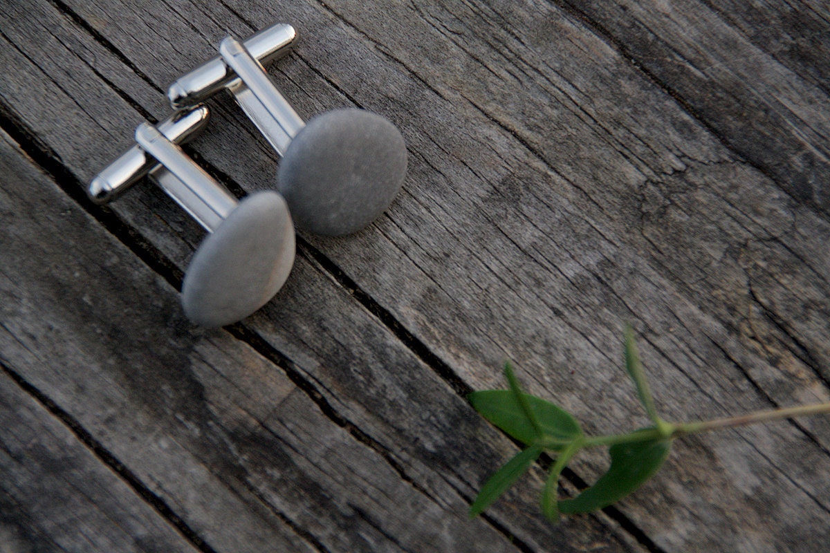 Beach stone cuff links Natural history Father's day