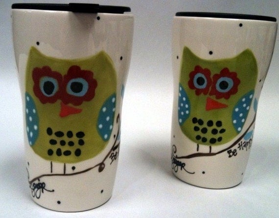 Travel Mug Hoot Owl - Be Happy
