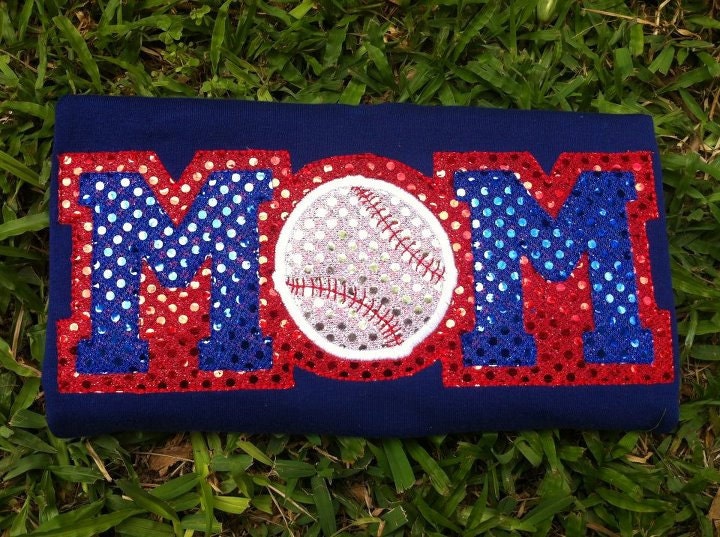 Mom Baseball Embroidered Applique Design