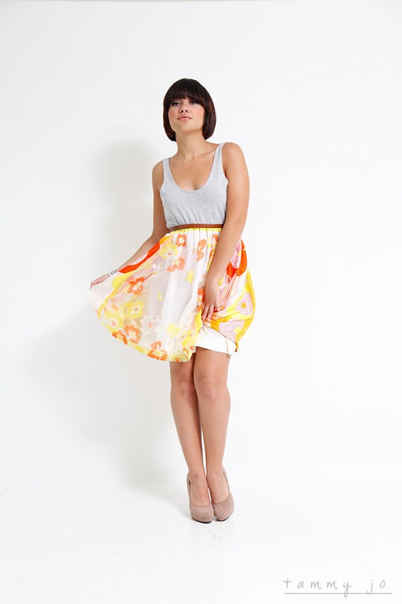 SALE  - Yellow Sunshine Floral Sun Dress With Heather Gray Tank - Sun kissed Patterned Skirt - Sustainable Womens Fashion by Tammy Jo