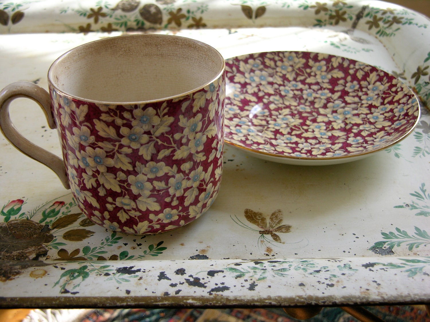 Vintage Nelson Ware 'Royal Brocade' chintz Mush Cup and Saucer, Made in England
