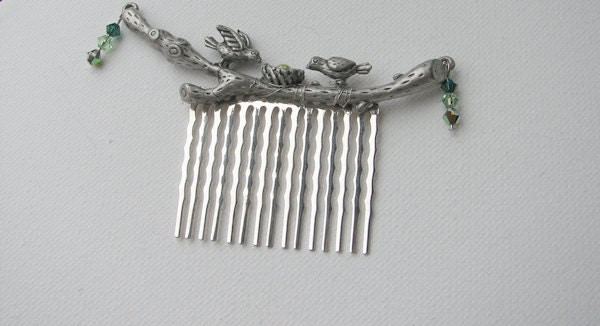 Bird Hair Comb Woodland Bride - Lovebirds