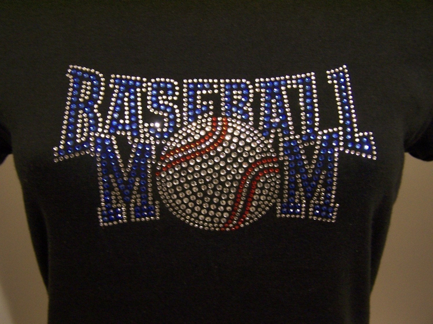 Baseball Mom Blue Rhinestone Heat Transfer-DIY