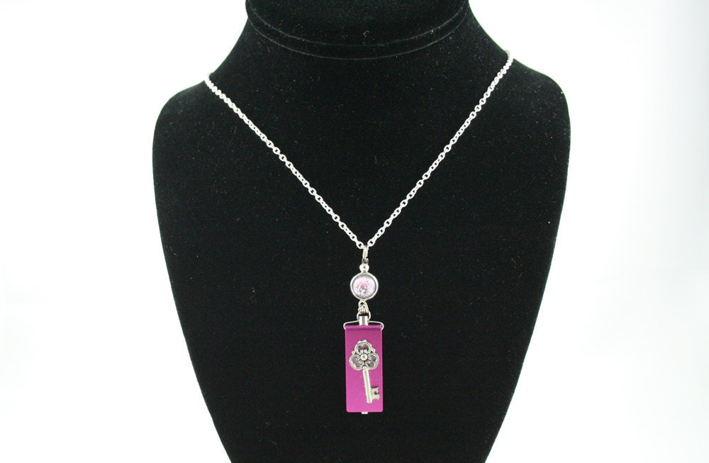Purple Key Flash Drive Necklace