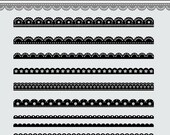 Digital Scallop Lace Borders  -- Instant Download -- 10 Digital Borders -- 165B