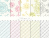 Doodle Flower Digital Scrapbook Paper Pack (8.5x11"-300 dpi) -- Instant Download -- 10 Digital papers -- 359