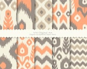 Ikat Digital Scrapbook Paper Pack (8.5x11"-300 dpi) -- Instant Download -- 10 Digital papers -- 482