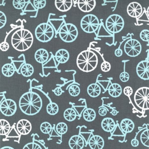 Michael Miller Fabric, Bicycles in Gray, 1 Yard Total