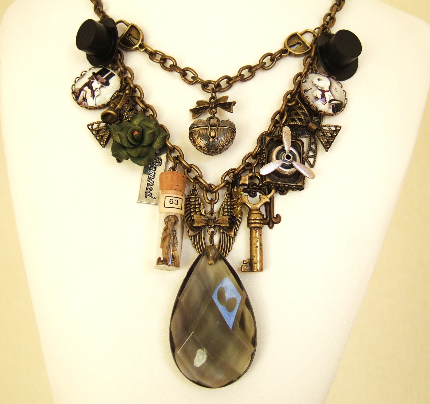 Steampunk Necklace SteampunkAlice IIII Steampunk Assemblage Charm Necklace Altered Art Necklace