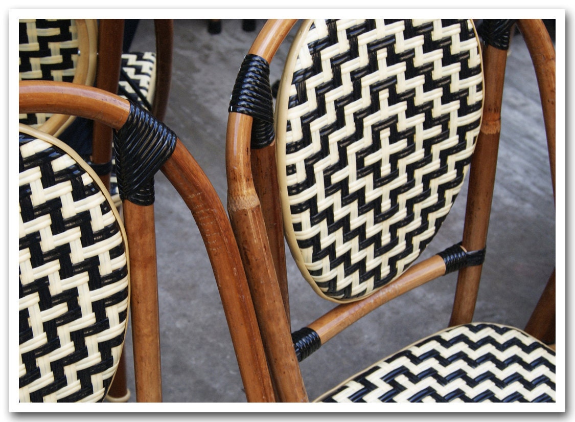 5x7 fine art photograph /// black and white cafe chairs /// paris photo by lesley sico
