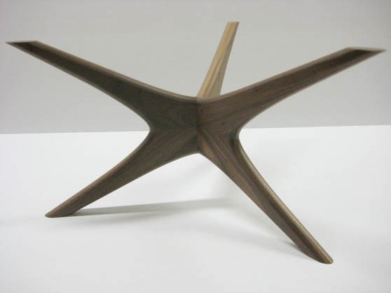 BASE ONLY Made to order Hand sculpted Mid century inspired Walnut coffee table base