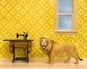 lion art, mustard yellow, leo, sewing room - I Am Sewing, Hear Me Roar 8 x 10