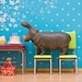 hippo art, diorama, retro kitchen, blue, birthday - Hungry, Hungry Hippo 8 x 10