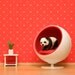 panda art, eames mid century modern, cute animal print, kids room - Panda Ball 8 x 10
