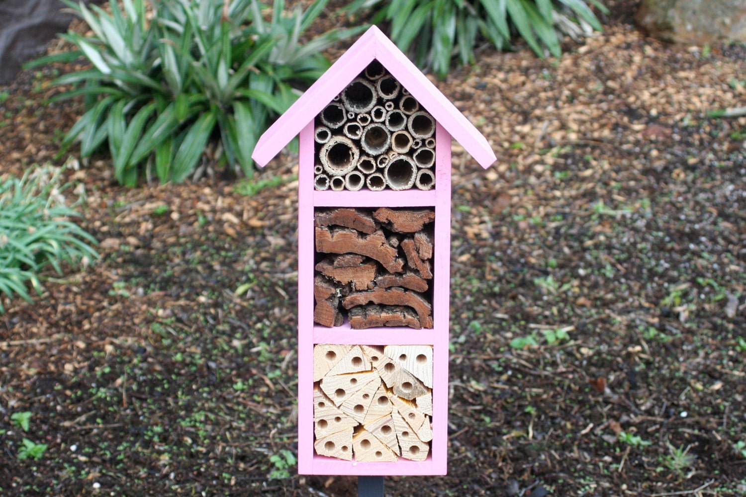 Bee and Insect Hotel, three tier, in 'Bubblegum'.