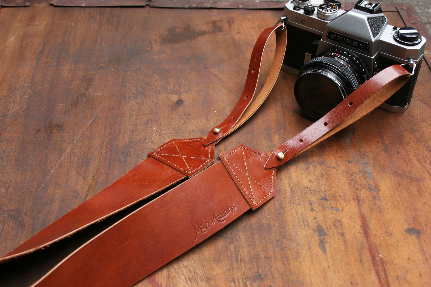 Size(4) BUCKLED Leather Camera Strap in Warm Chestnut Retro Handcrafted Unique by Magpie Accessories on Etsy