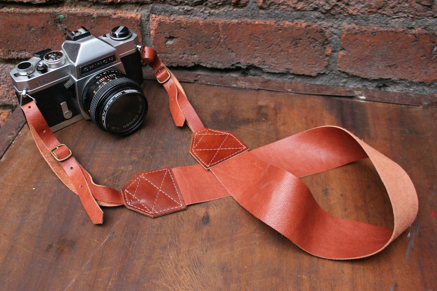 Size (1) Leather Buckled Camera Neck Strap in Chestnut & Warm Brown Handcrafted Unique by Magpie Accessories on Etsy