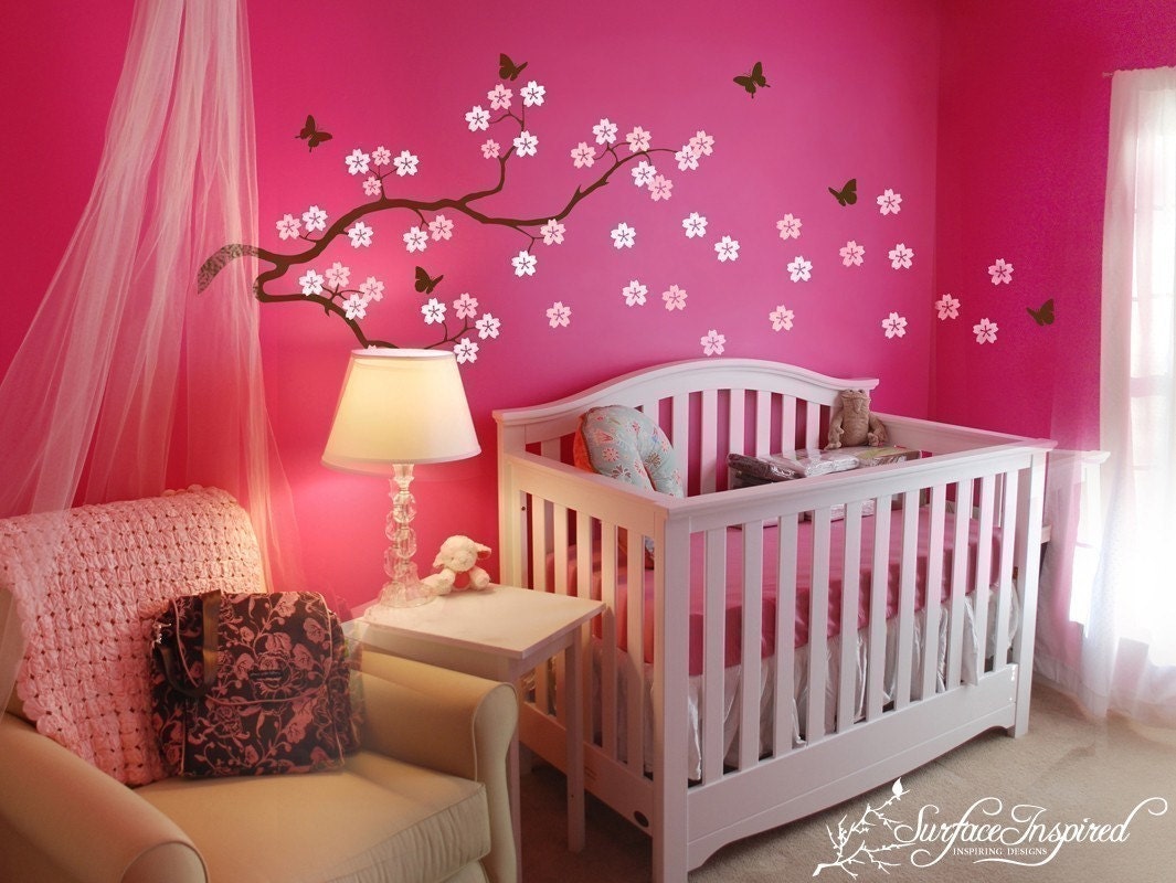Wall decals nursery - Tree wall decal - Baby Cherry Blossom Branch Vinyl Wall Decal SUR203