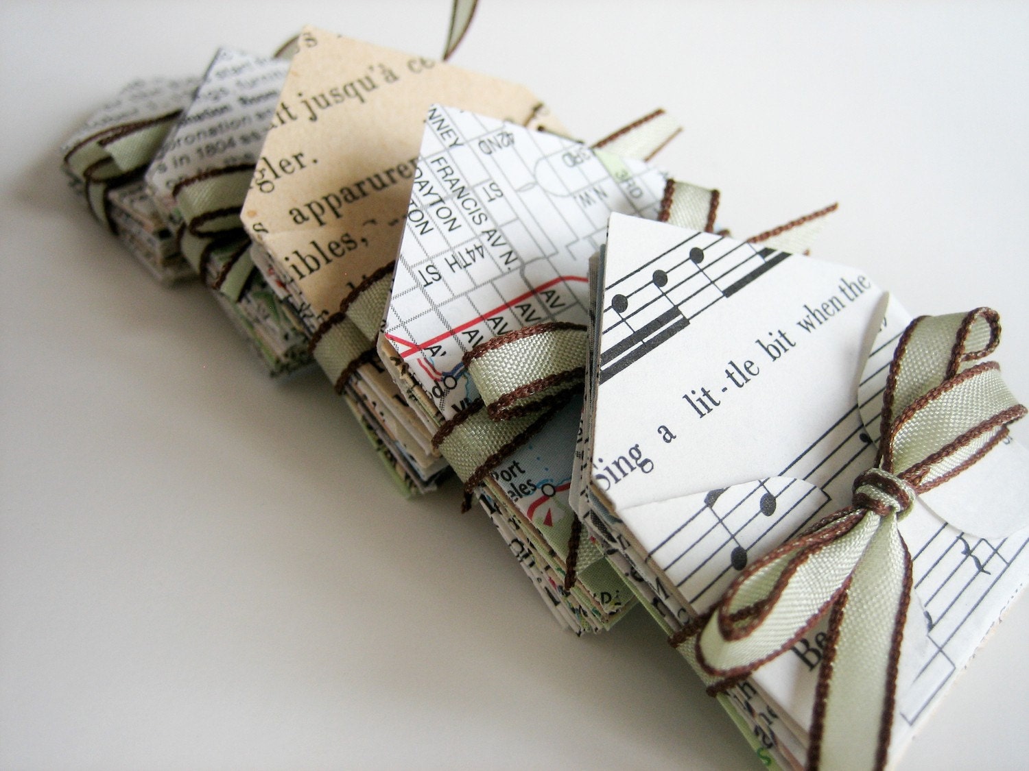 Miniature Envelopes made from vintage paper and ephemera set of 12