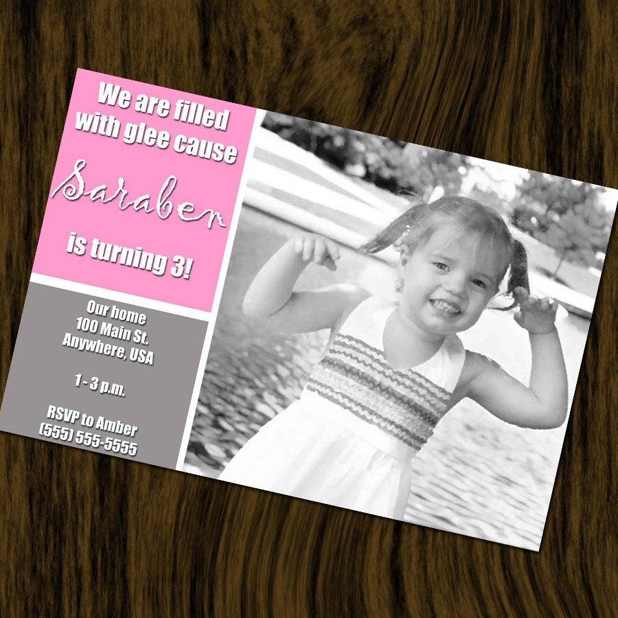 Birthday Invitation Card -- Little Gray Boxes Personalized with Your Photo (Digital File)