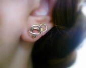 Large sterling silver gyroscope post earrings