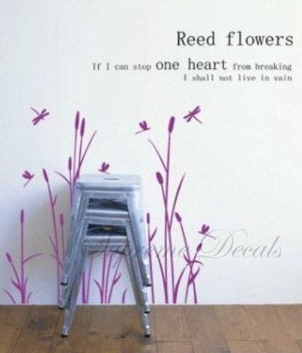 custom for Sandra Steele - Reed flowers -- 39inch tall-- Removalble vinyl wall art decals stickers graphic for home decor