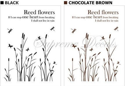 custom for Sandra Steele - Reed flowers -- 39inch tall-- Removalble vinyl wall art decals stickers graphic for home decor