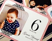 The First Year Birthday Photo Cards - 12 Months - Baby's First Birthday - Frameable Keepsake - Custom Colors Available - Set of 12
