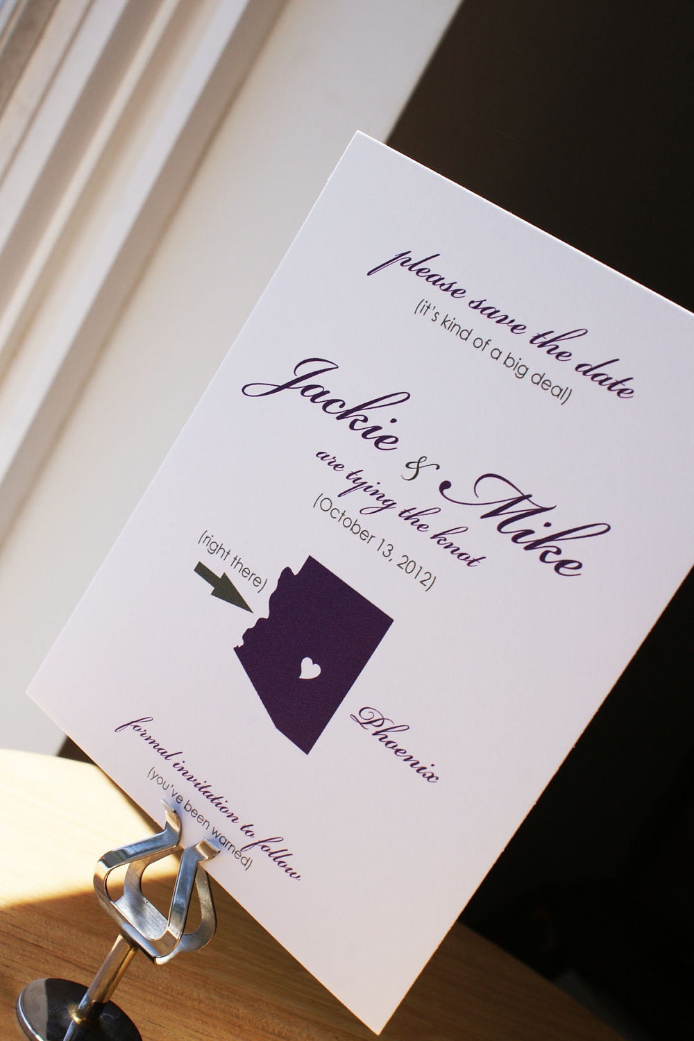 NEW Funny, Quirky, Unique Save the Date - The Jackie - 100 percent cotton cardstock - Eco-friendly