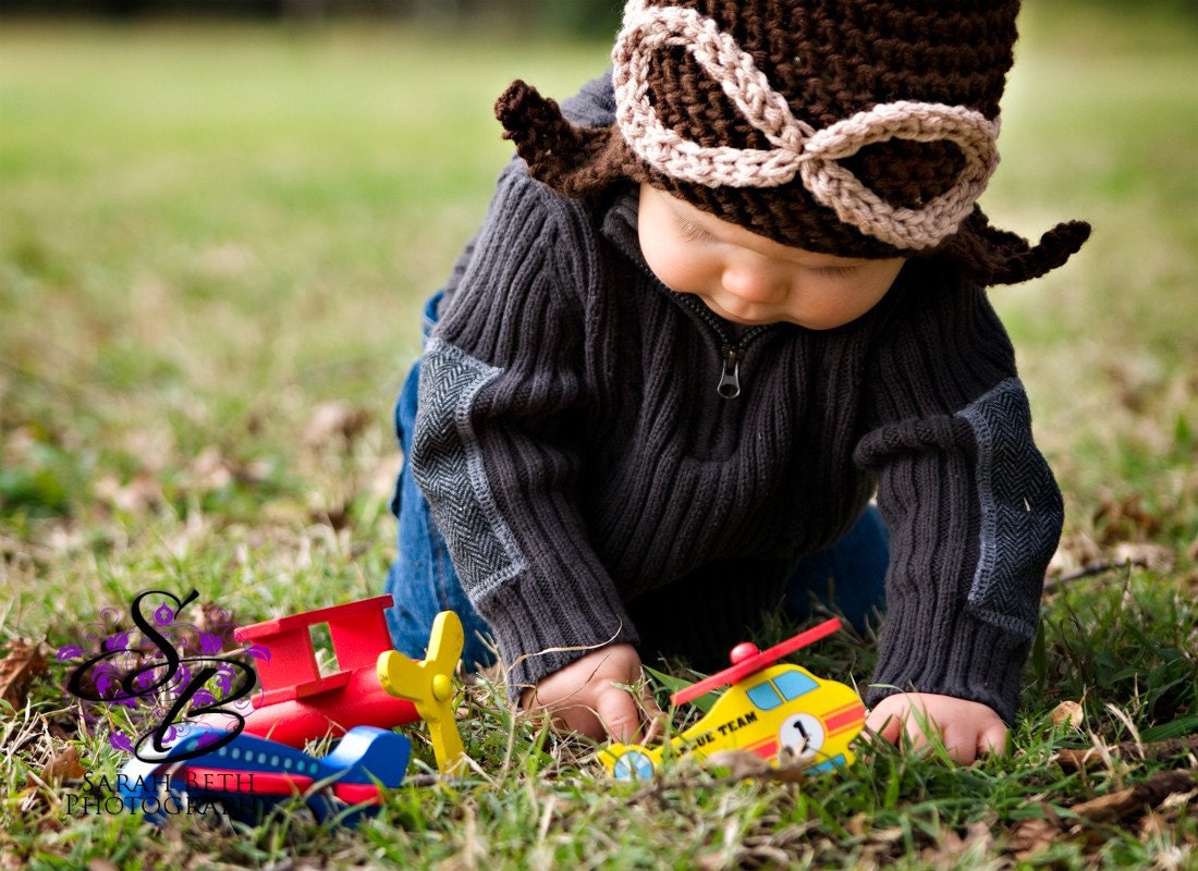 Aviator Hat - Perfect Photo Prop - 6-12M, 12M-2T, 2T-4T
